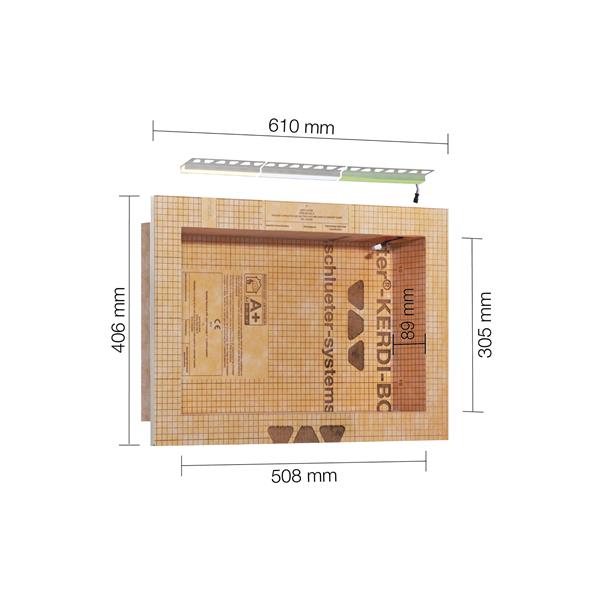 SCHLUTER -  KERDI-BOARD-NLT-BR HORNACINA CON ILUMINACIÓN MOD. "D" 508*305*89 BLANCO NEUTRO KB12NLTP4AE2